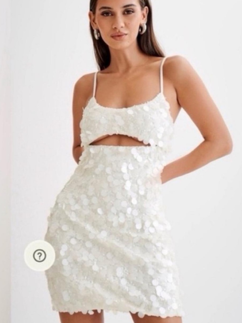 Meshki White Sequin Cutout Mini Dress Size Medium